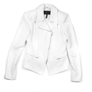 BCBGMAXAZRIA white textured blazer zip Up